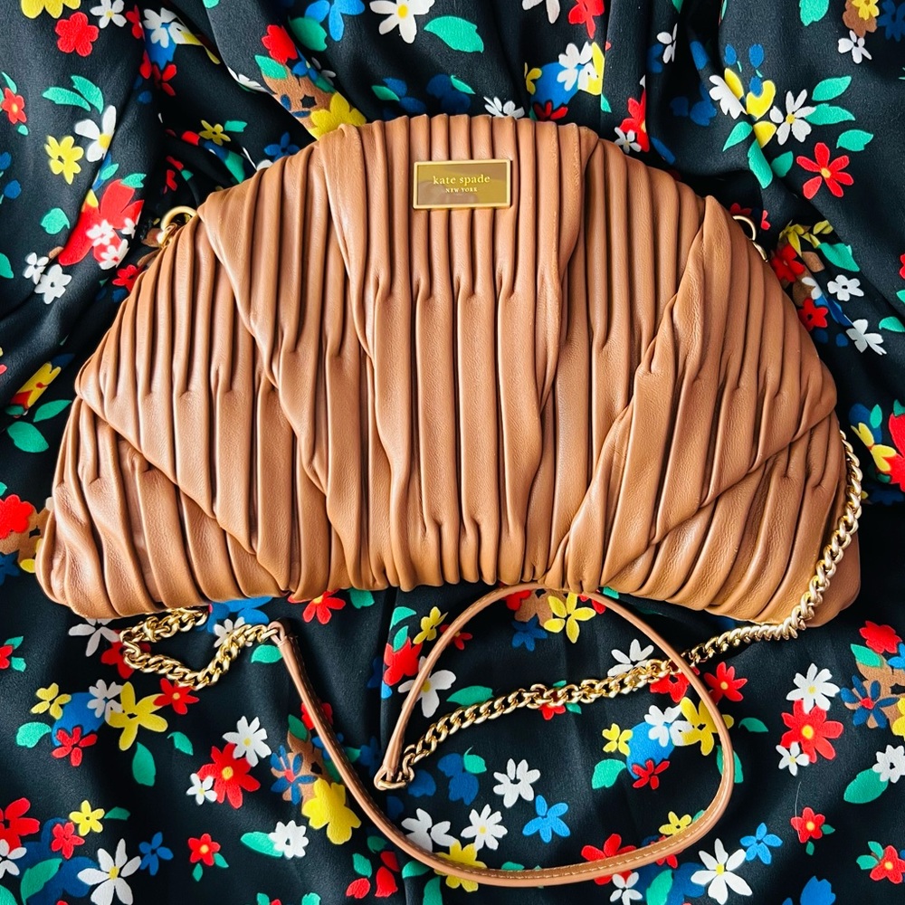 Kate Spade Patisserie Pleated 3D Croissant Clutch Bag